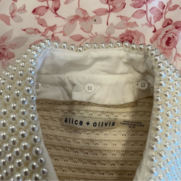 Alice + Olivia Noella embellished cotton-blend cardigan size XL - Picture 6 of 9